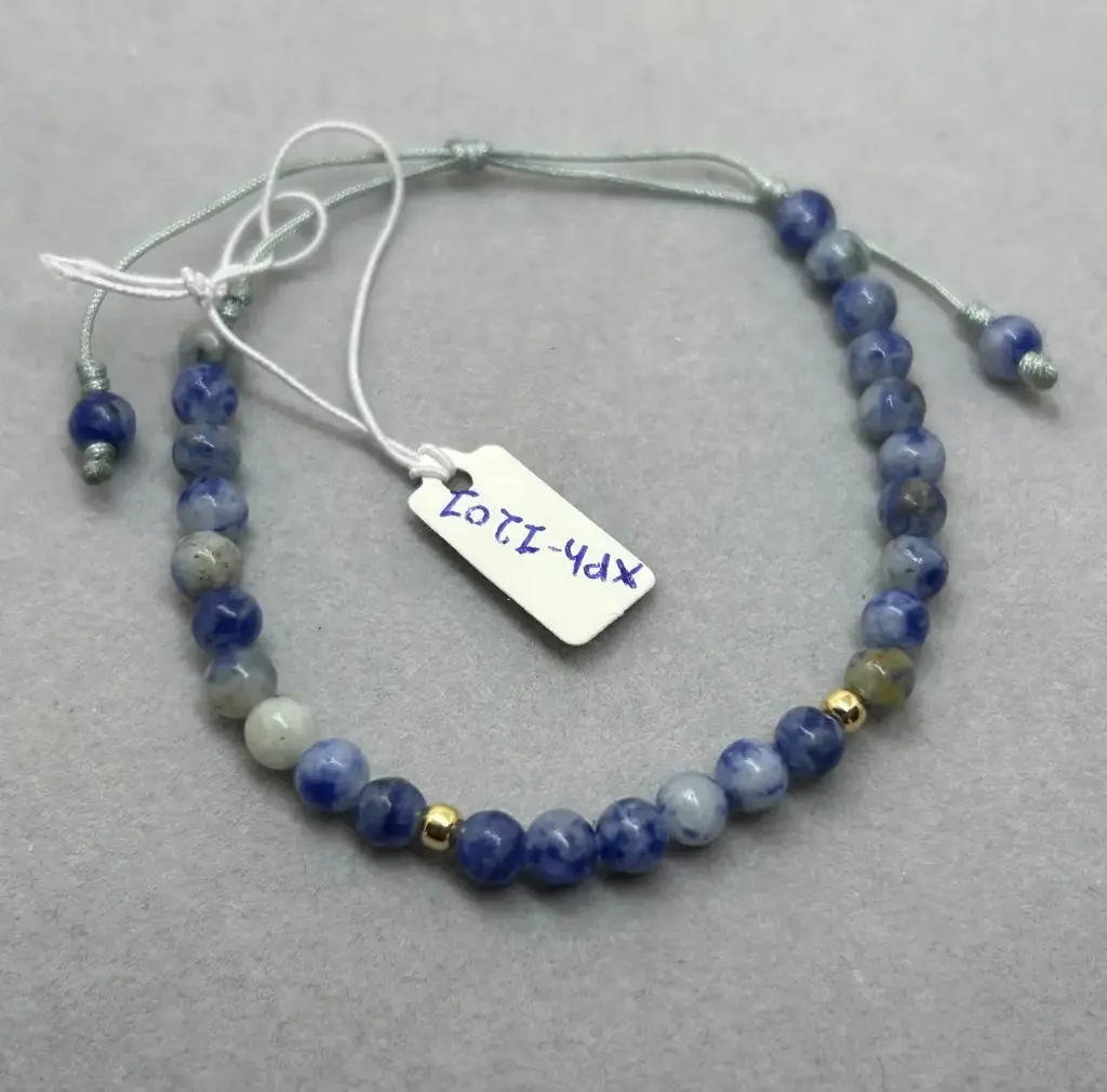 PULSERA AB SODALITA MARMOLEADO AZUL Y BLANCO