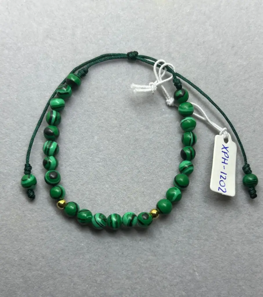 PULSERA AB MALAQUITA VERDE CON NEGRO