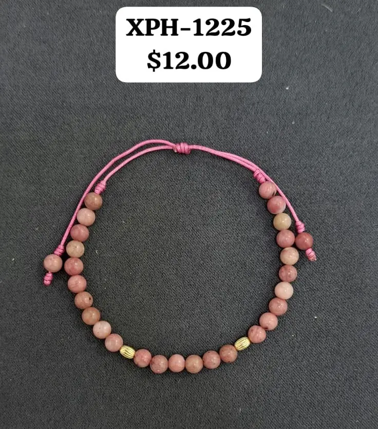 PULSERAS DE HILO Y PIEDRAS RODONITA