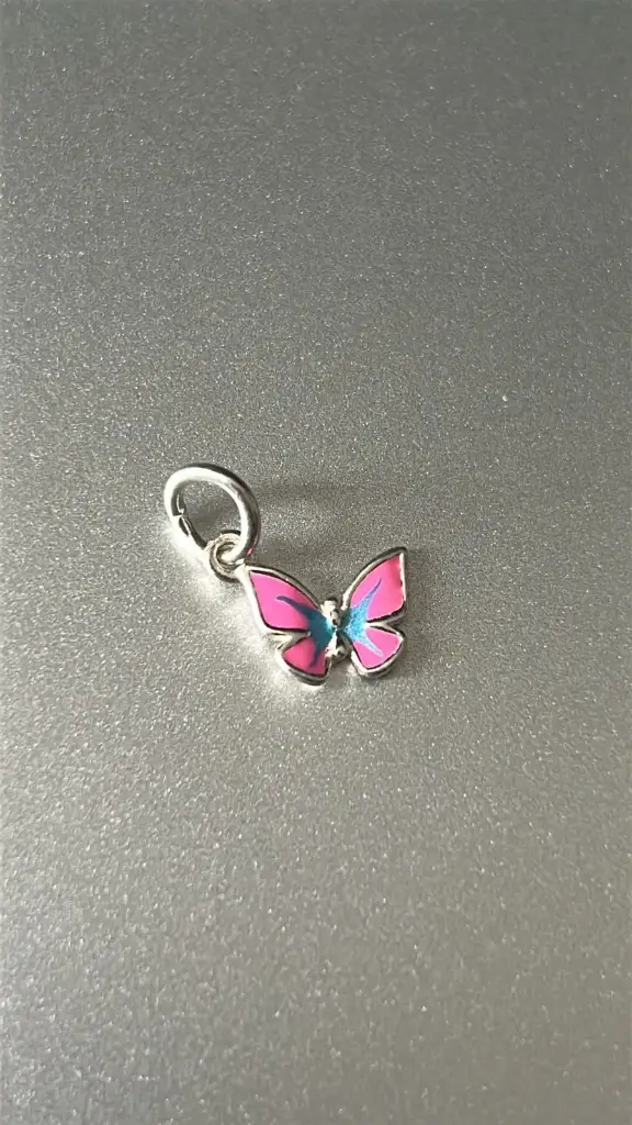 DIJE LASER HUELLA, MARIPOSA ROSA